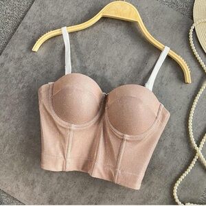 Sparkly pink bustier top